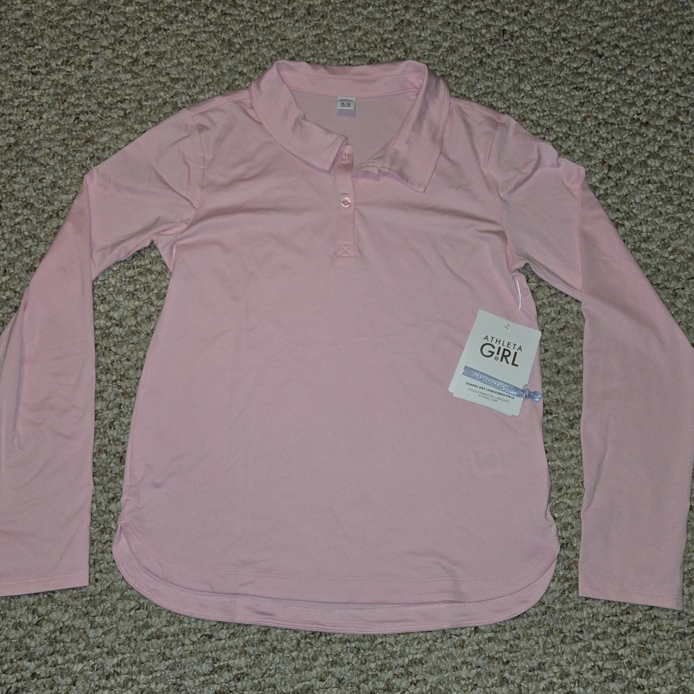 NWT Athleta Girl School Day Longsleeve Polo Girl Size 14